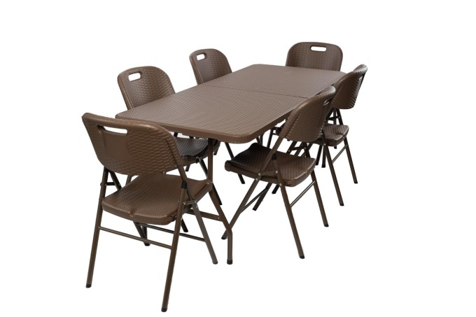 TENTino Zahradní set RATTAN - STŮL 180x76 PŮL + 6x ŽIDLE