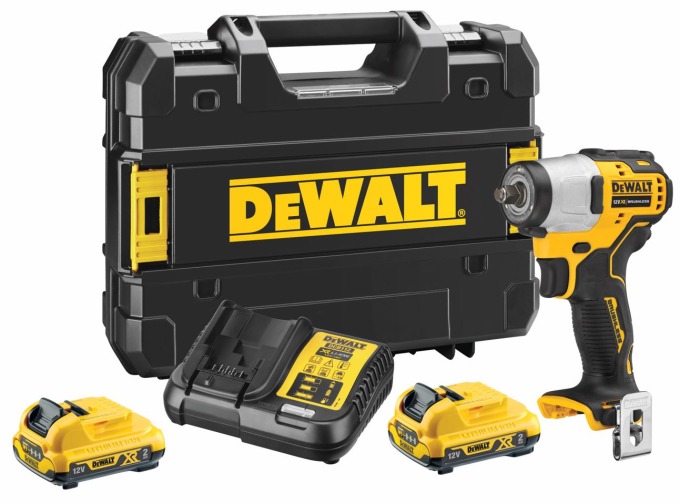 DCF902D2 DEWALT 12V AKU BEZUHLÍKOVÝ RÁZOVÝ UTAHOVÁK 3/8", 2 X 2,0Ah BATERIE XR LI-ION, NABÍJEČKA, KUFR T-STAK