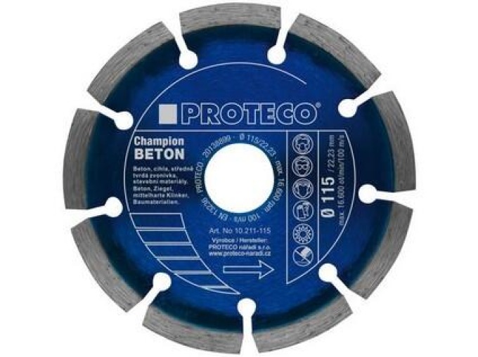 PROTECO 211-125 kotouč dia 125 mm segment BETON CHAMPION beton, cihla, stav.mat.