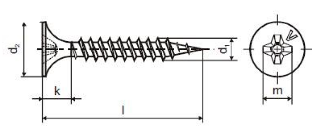 PASCRW35S35  PÁSKOVANÉ ŠROUBY DO SÁDROKARTONU 3,5 X 35MM, JEMNÝ ZÁVIT, 1000KS/BAL