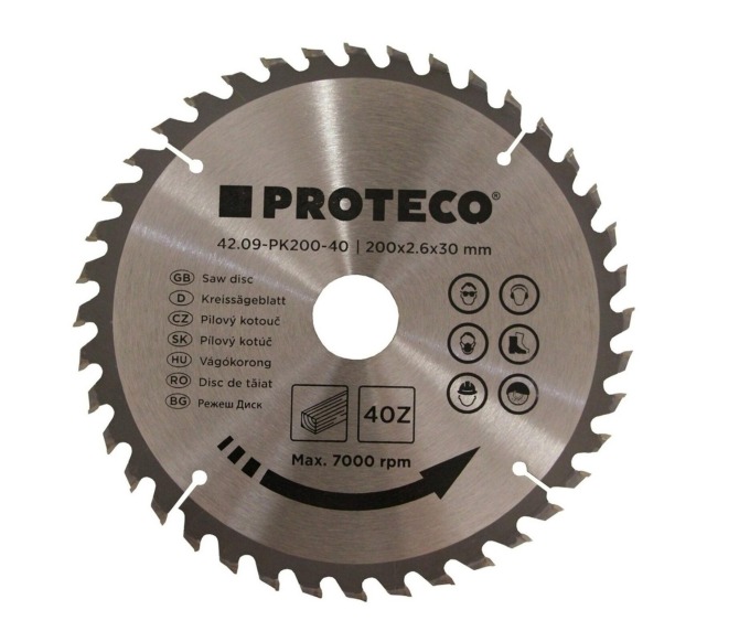 PROTECO 09-PK200-40 kotouč pilový SK 200x2.6x30 40z + redukce 30/20 mm