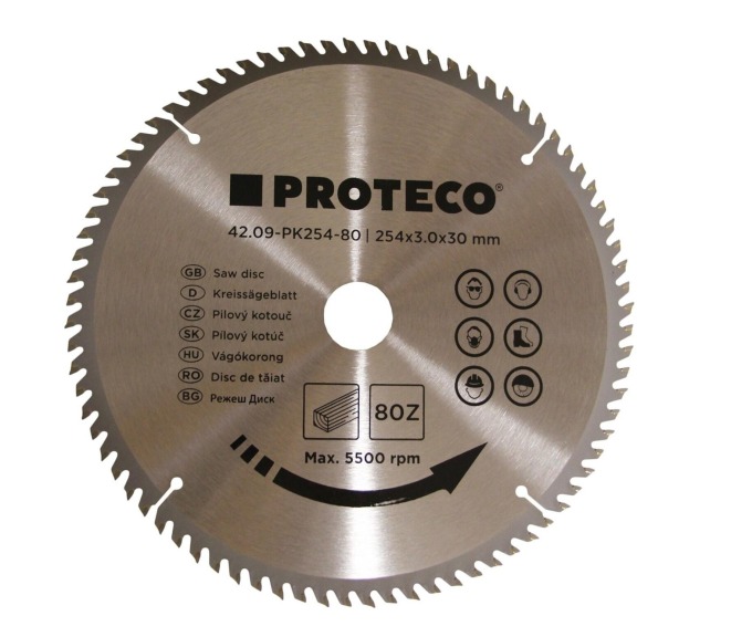 PROTECO 09-PK254-80 kotouč pilový SK 254x3.0x30 80z + redukce 30/20 mm