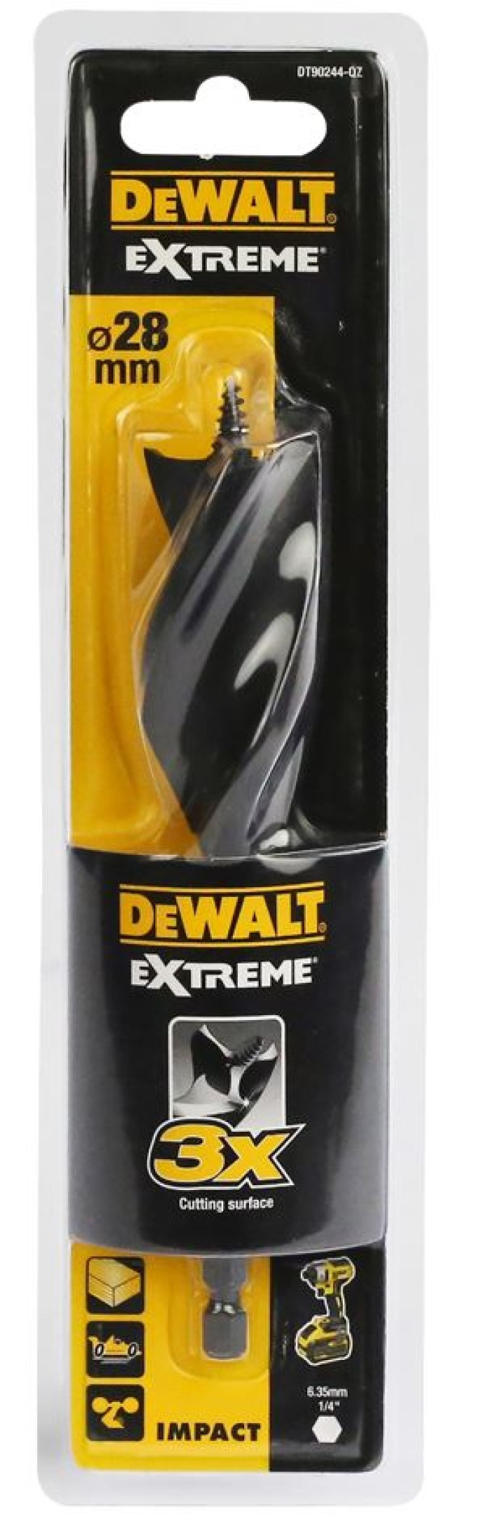 DT90244 DEWALT TŘÍDRÁŽKOVÝ EXTREME VRTÁK DO DŘEVA Ø28 MM X 152 MM