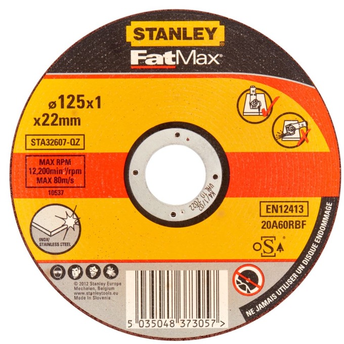 STA32607 STANLEY FATMAX ŘEZNÝ KOTOUČ ⌀125 X 22,2MM X 1,0MM NA NEREZ OCEL