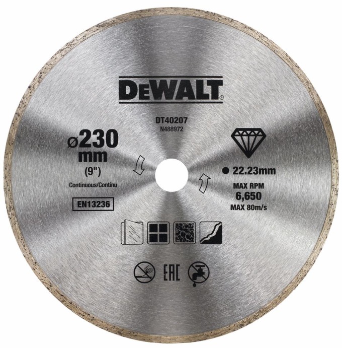 DT40207 DEWALT DIAMANTOVÝ KOTOUČ 230 X 22,23MM PLNÝ