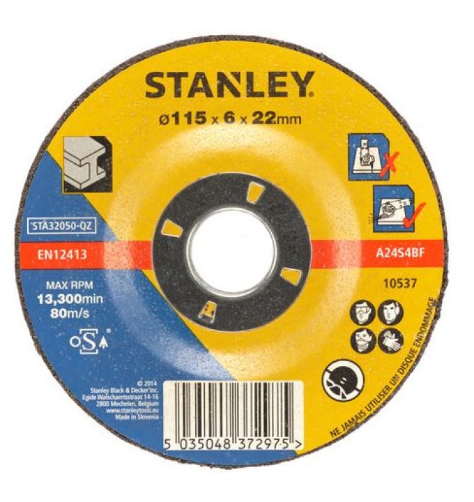 STA32050 STANLEY FATMAX VYPOUKLÝ BRUSNÝ KOTOUČ ⌀115 X 22,0MM X 6,0MM NA KOV