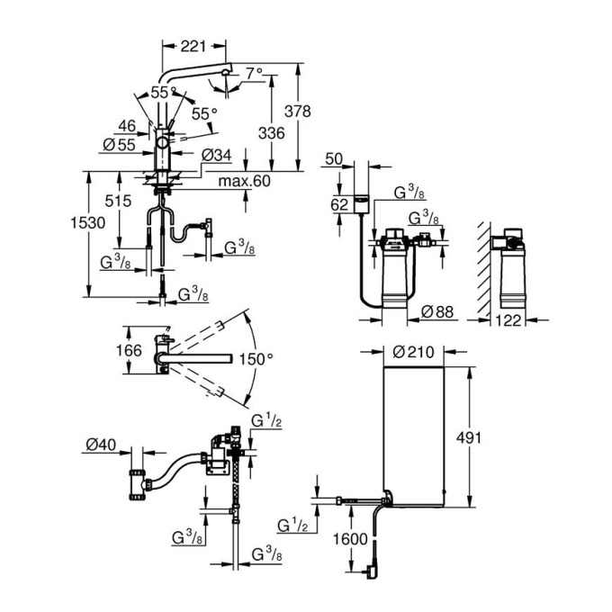 Výpusť s bojlerem stojánková GROHE RED DUO 30325001