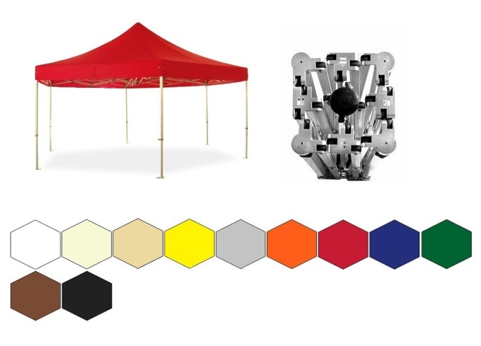 Nůžkový párty stan 3x3x3 m TENTino BIG HEXAGON Barva opláštění: 4A - ŽLUTÁ