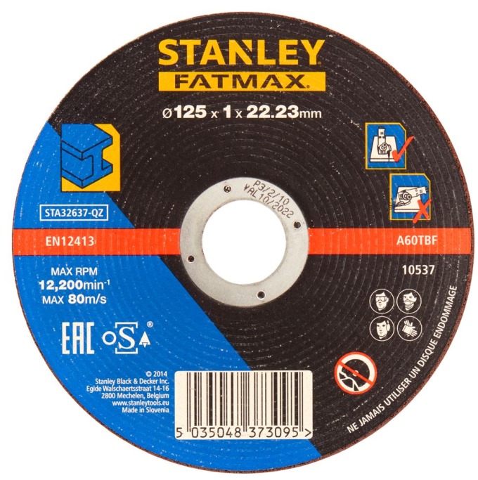 STA32637 STANLEY FATMAX ŘEZNÝ KOTOUČ ⌀125 X 22,2MM X 1,0MM NA KOV