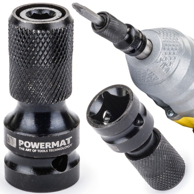 POWERMAT Adaptér z 1/2" čtyřhran na 1/4" HEX pro rázové utahováky POWERMAT