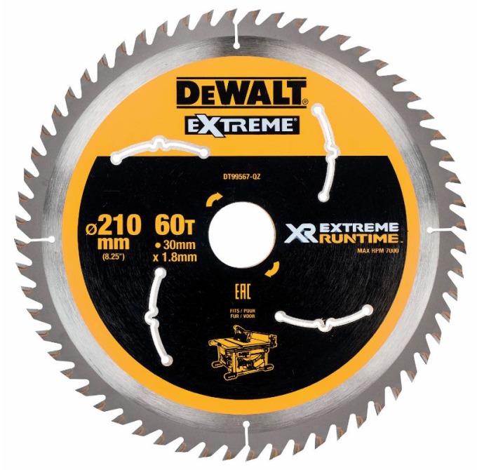 DT99567 DEWALT KOTOUČ 210X30MM, 60 ZUBŮ, 20 °,