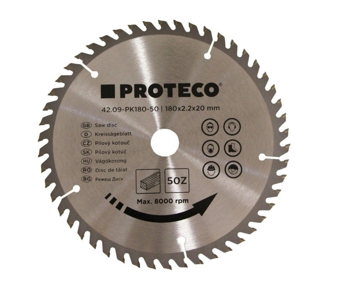 PROTECO 09-PK180-50 kotouč pilový SK 180x2.2x20 50z