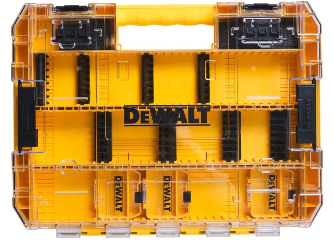 DT70804 DEWALT VELKÁ SADA TOUGH CASE THICK + 3X MALÉ ÚLOŽNÉ POUZDRO + DRŽÁKY BITŮ