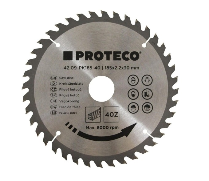 PROTECO 09-PK185-40 kotouč pilový SK 185x2,2x30 40z + redukce 30/20 mm