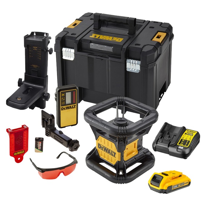 DCE074D1R DEWALT AKU SAMONIVELAČNÍ ROTAČNÍ LASER S ČERVENÝM PAPRSKEM 18VOLT