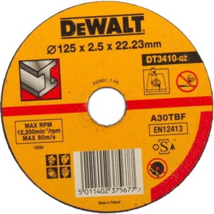 DT3410 DeWALT ROVNÝ BRUSNÝ KOTOUČ 125 X 22,23 X 2,5 MM NA KOV