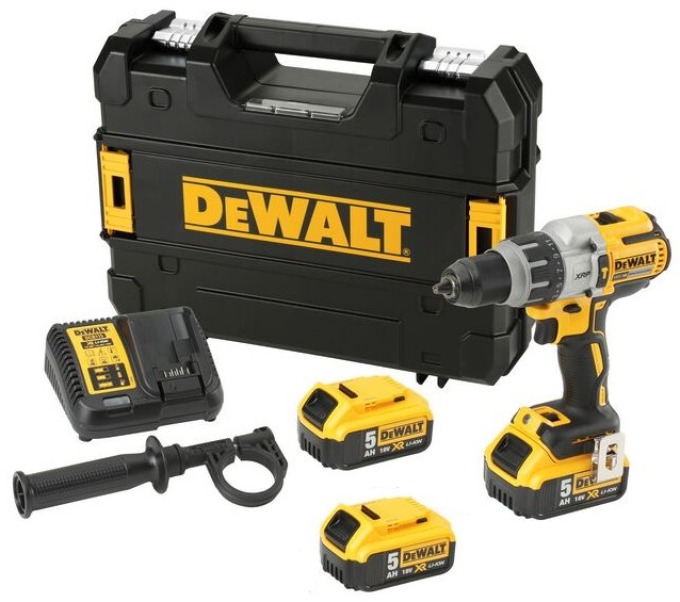 DCD996P3 DeWALT 18 VOLT AKU BEZUHLÍKOVÁ, PŘÍKLEPOVÁ VRTAČKA/ŠROUBOVÁK XRP, 3 X 5,0 AH AKU XR LI-ION, NABÍJEČKA, KUFR T-STAK