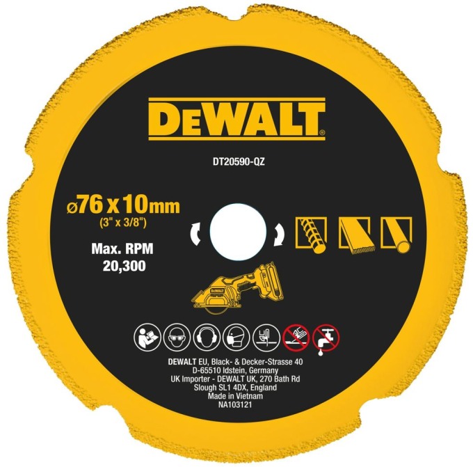 DT20590-QZ DEWALT 75 MM DIAMANTOVÝ  MULTIMATERIÁLOVÝ KOTOUČ