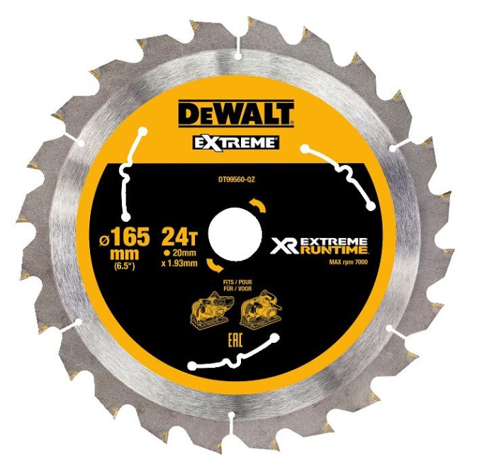 DT99560 DeWALT Pilový kotouč FLEXVOLT pro kot. pily 165x20mm 24 zubů