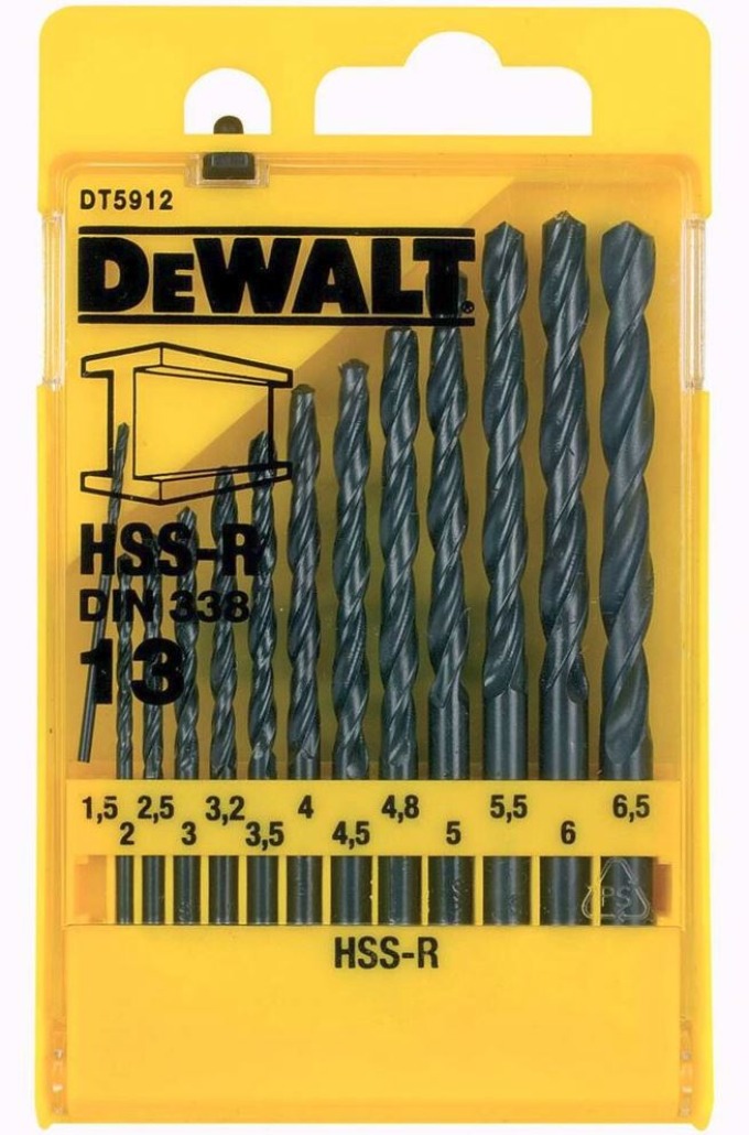 DT5912 DEWALT 13DÍLNÁ SADA VRTÁKŮ DO KOVU HSS-R V PLASTOVÉ KAZETĚ