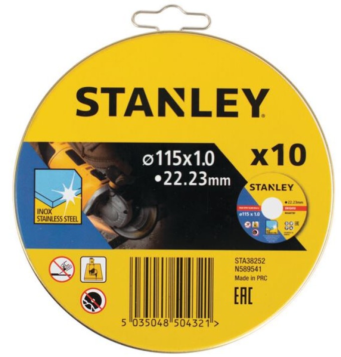 STA38252 STANLEY FATMAX 10DÍLNÁ SADA KOTOUČŮ ⌀115 X 22,2MM X 1,0 MM V KOVOVÉ KRABIČCE