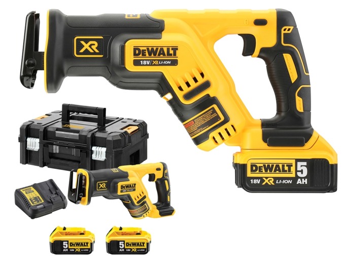 DCS367P2 DEWALT AKU BEZUHLÍKOVÁ MEČOVÁ PILA 18VOLT, 2 x 5,0 Ah XR Li-Ion, KUFR T-STAK