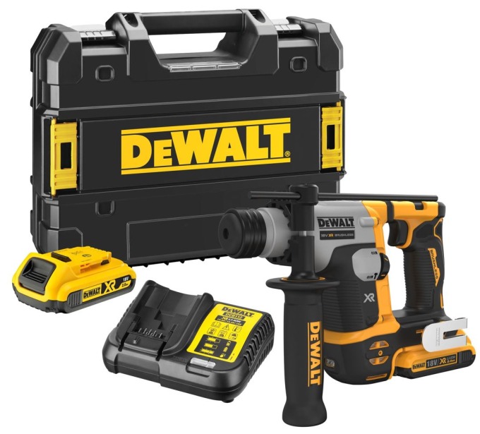 DCH172D2 DEWALT 18V VRTACÍ KLADIVO 1,4 J, 2 X 2,0 AH BATERIE, NABÍJEČKA, KUFR T-STAK