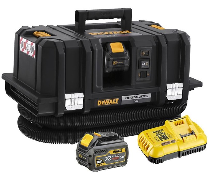 DCV586MT2 DEWALT FLEXVOLT 54V AKU VYSAVAČ TŘÍDY M, DÁLKOVÉ OVLÁDÁNÍ, 2X6,0AH, NABÍJEČKA