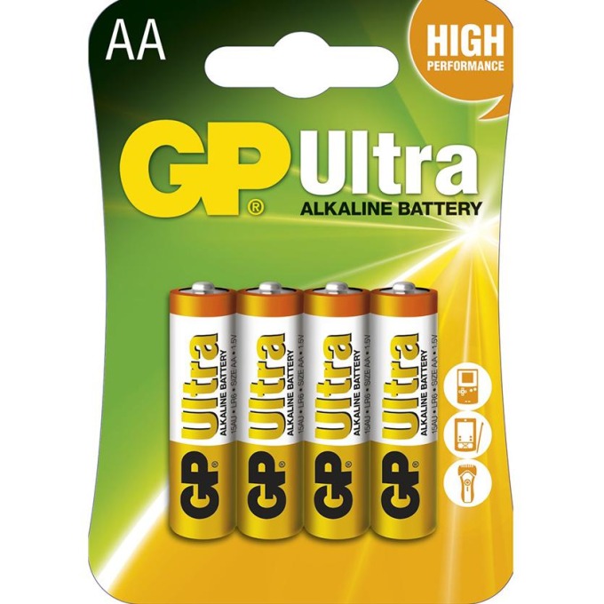 Alkalická baterie GP Ultra AA (LR6), 4 ks