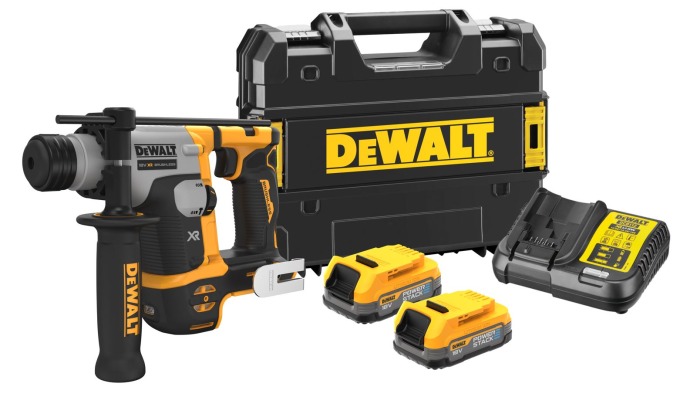 DCH172E2T DEWALT 18V VRTACÍ KLADIVO 1,4 J, 2 X 1,7 AH BATERIE POWERSTACK, NABÍJEČKA, KUFR T-STAK