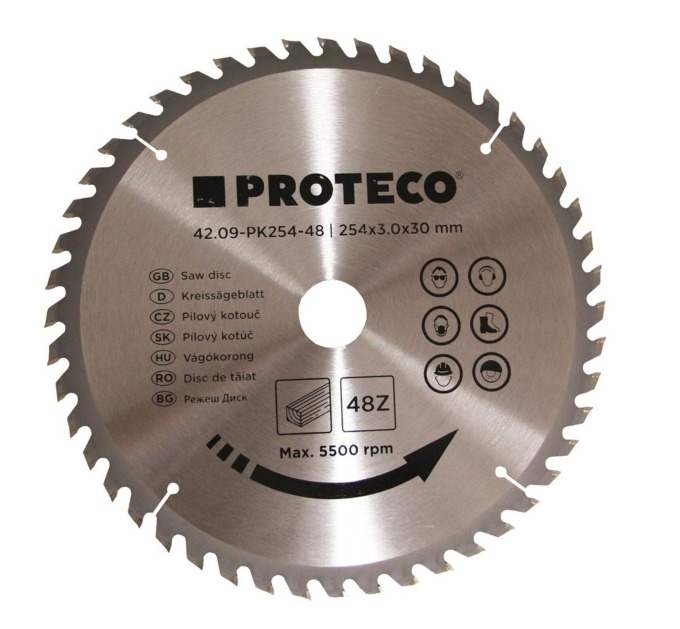 PROTECO 09-PK254-48 kotouč pilový SK 254x3.0x30 48z + redukce 30/20 mm