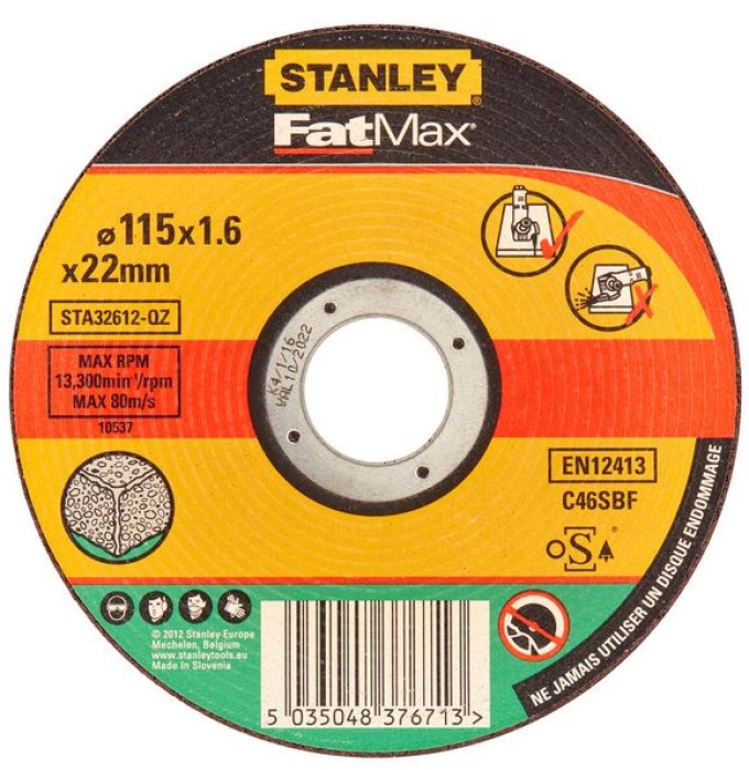 STA32612 STANLEY FATMAX ŘEZNÝ KOTOUČ ⌀115 X 22,2MM X 1,6MM NA KÁMEN