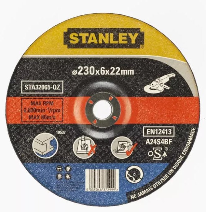 STA32065 STANLEY FATMAX VYPOUKLÝ BRUSNÝ KOTOUČ ⌀230 X 22,0MM X 6,0MM NA KOV