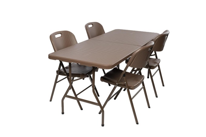 TENTino Zahradní set RATTAN - STŮL 180x76 PŮL + 4x ŽIDLE