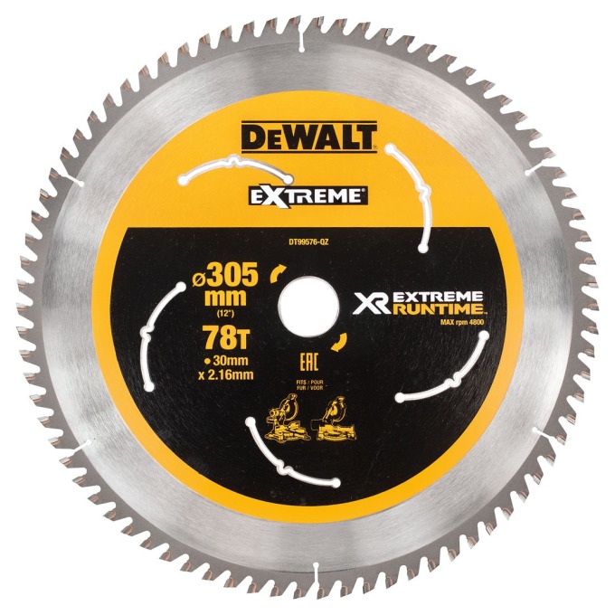 DT99576 DEWALT PILOVÝ KOTOUČ XR FLEXVOLT 305 x 30 mm, 78 ZUBŮ PRO VELMI JEMNÝ ŘEZ POKOSOVÉ PILY 305MM