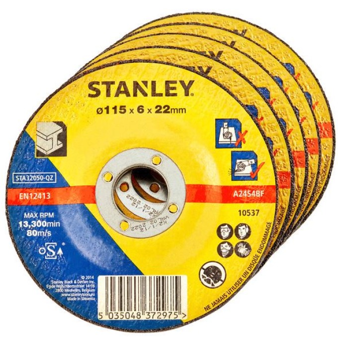 STA32056 STANLEY FATMAX VYPOUKLÝ BRUSNÝ KOTOUČ ⌀115 X 22,0MM X 6,0MM NA KOV, 5 KS