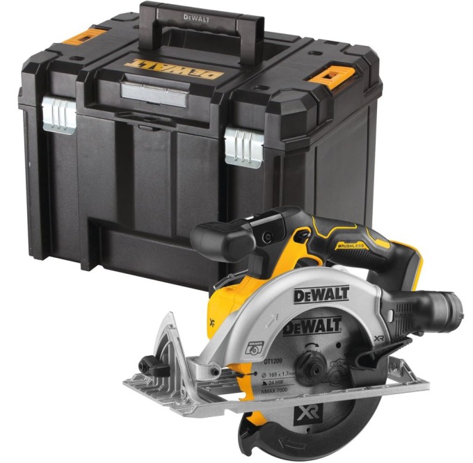 DCS565NT DEWALT AKU 18V BEZUHLÍKOVÁ KOTOUČOVÁ PILA 165 X 20 MM, BEZ BATERIE A NABÍJEČKY, KUFR T-STAK