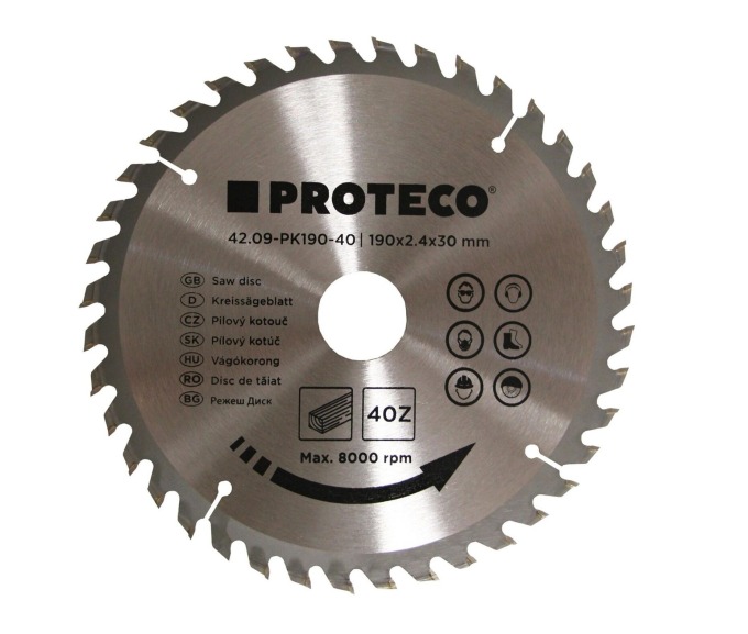 PROTECO 09-PK190-40 kotouč pilový SK 190x2.4x30 40z + redukce 30/20 mm