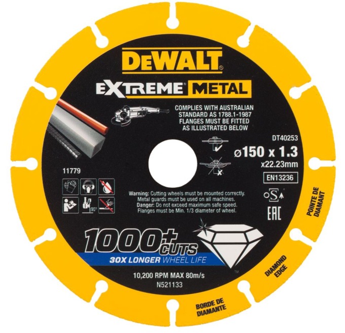 DT40253 DEWALT DIAMANTOVÝ KOTOUČ EXTREME METAL 150 X 22.23 X 1,3 MM