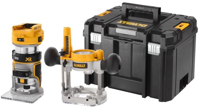 DCW604NT DEWALT 18V BEZUHLÍKOVÁ KOMBINOVANÁ FRÉZKA 8MM, BEZ BATERIE A NABÍJEČKY, KUFR T-STAK