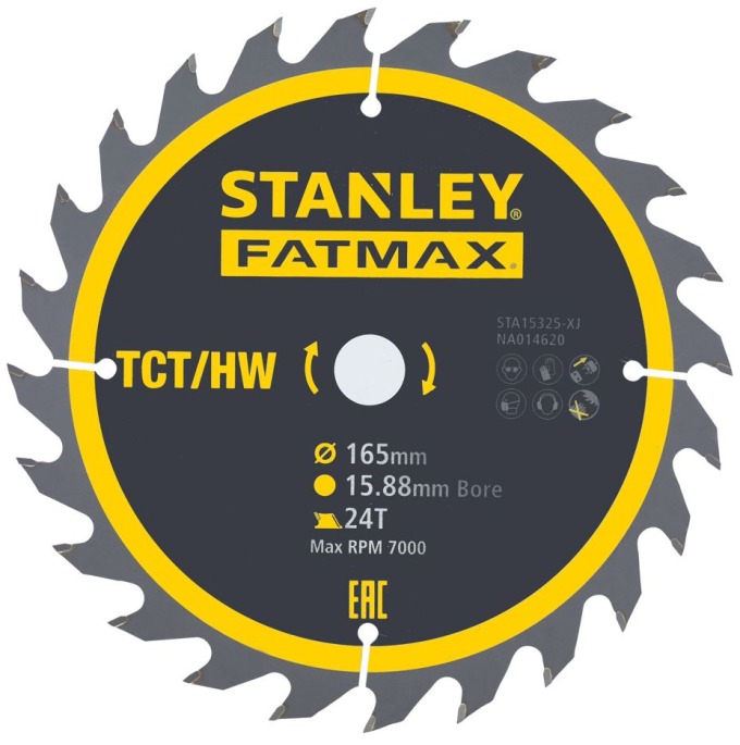 STA15325 STANLEY FATMAX PILOVÝ KOTOUČ TCT / HM 165 X 15,8 MM, 24 ZUBŮ