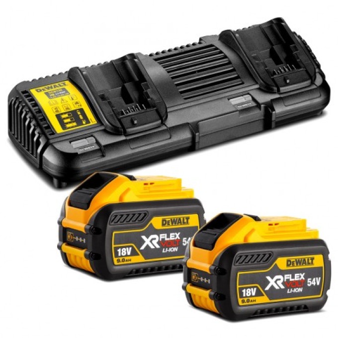 DCB132X2 DEWALT NABÍJEČKA 2 AKUMULÁTORŮ XR LI-ION 10,8VOLT - 54VOLT + 2 x AKU 54V 9,0Ah