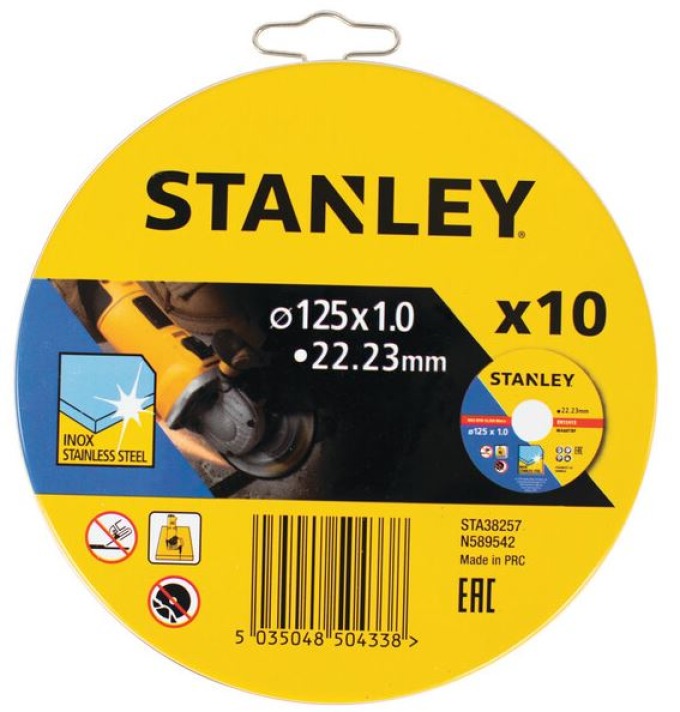 STA38257 STANLEY FATMAX 10DÍLNÁ SADA KOTOUČŮ ⌀125 X 22,2MM X 1,0 MM V KOVOVÉ KRABIČCE