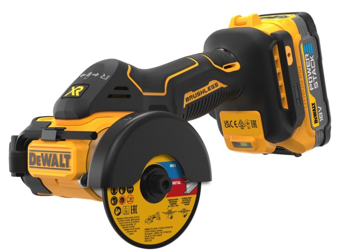 DCS438E2T DEWALT 18V AKU BEZUHLÍKOVÁ UNIVERZÁLNÍ ŘEZAČKA, 2 X 1,7 AH BATERIE POWERSTACK, NABÍJEČKA, KUFR T-STAK