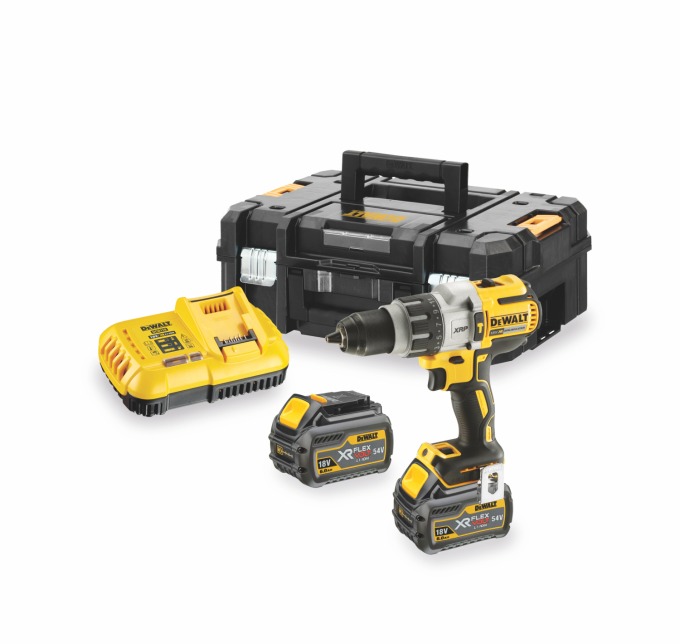 DCD996T2 DeWALT 18VOLT AKU BEZUHLÍKOVÁ PŘÍKLEPOVÁ VRTAČKA/ŠROUBOVÁK XRP, 2 X 6,0Ah BATERIE FLEXVOLT 18/54VOLT