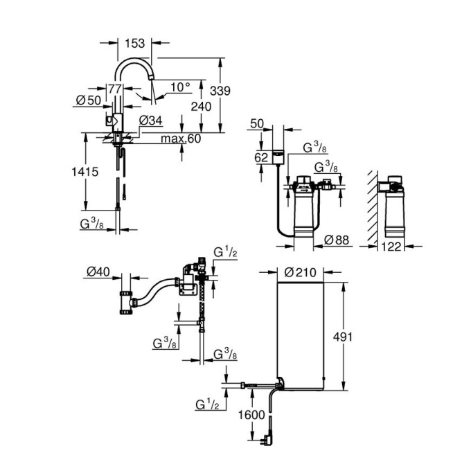 Výpusť s bojlerem stojánková GROHE RED MONO 30080001