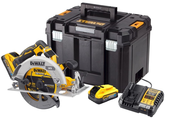 DCS573H2T DEWALT AKU KOTOUČOVÁ PILA, 2× XR POWERSTACK 5,0 Ah,NABÍJEČKA A KUFR T-STAK