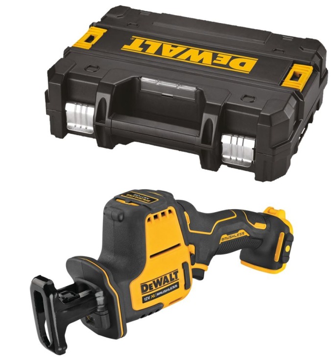 DCS312NT DEWALT AKU 12V BEZUHLÍKOVÁ MEČOVÁ PILA, 2 X 2,0 AH BATERIE, NABÍJEČKA, KUFR T-STAK