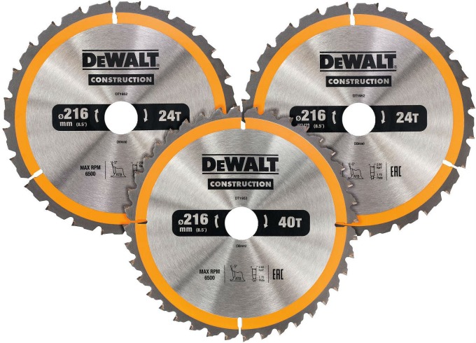 DT1962 DEWALT SADA 3KS PILOVÝCH KOTOUČŮ 216 X 30mm