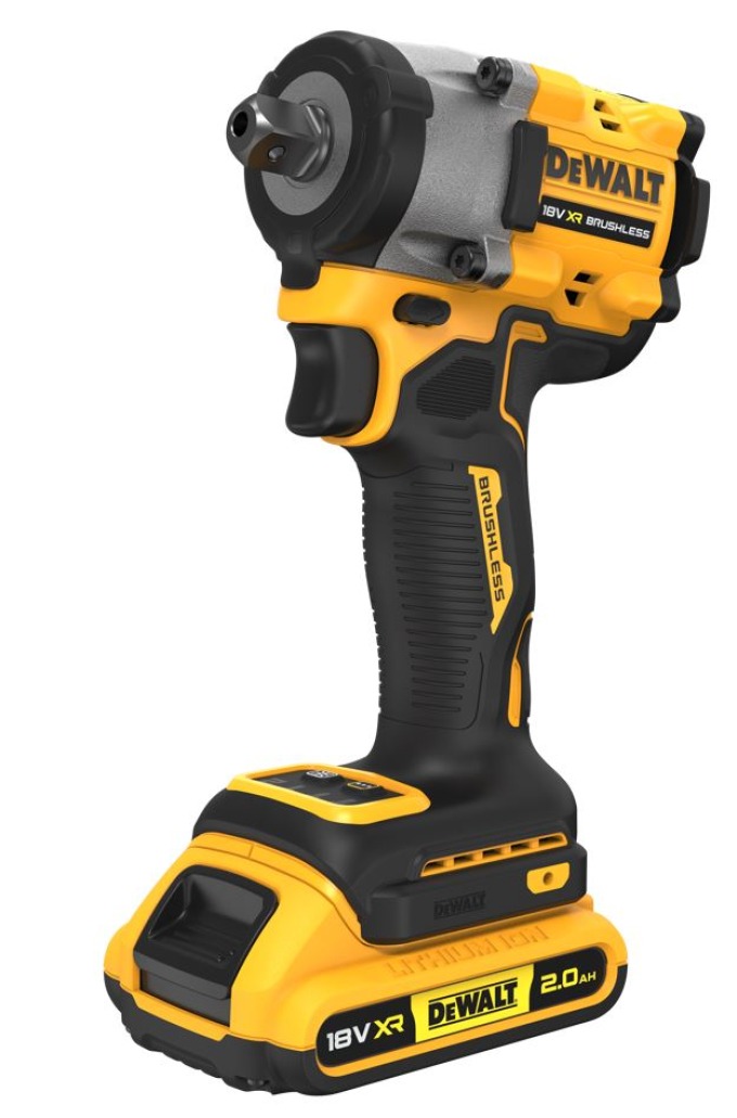 DCF922D2T DEWALT 18V AKU BEZUHLÍKOVÝ RÁZOVÝ UTAHOVÁK 1/2", 2 X 2,0 AH BATERIE XR LI-ION, NABÍJEČKA, KUFR T-STAK